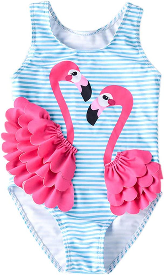 Baby Girl One Piece Swimsuit Swimwear Toddler Kid Flamingo Bikini Bathing Suit Sunsuit Rash Guard 1-5T